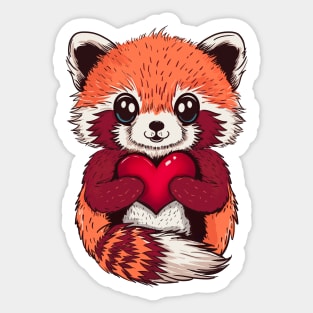 Cute Red Panda for Valentines Day Sticker